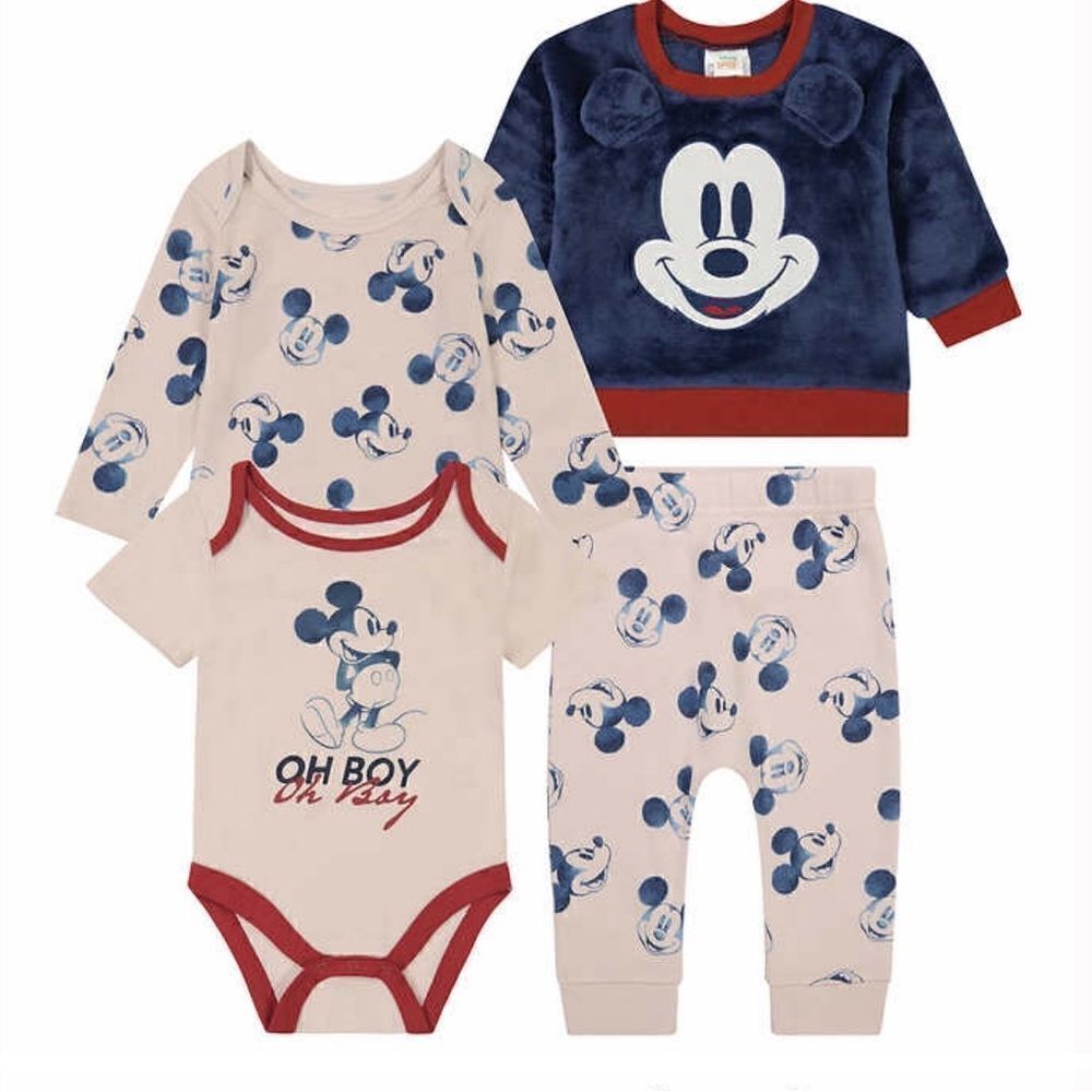 Mickey Mouse Baby 4-piece Plush Set, Size 24 months, Blue/Beige, NWT
